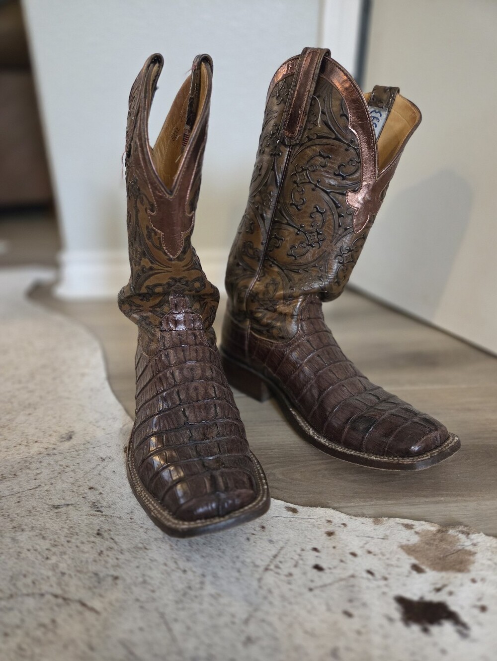 Men's Brown Caiman Exotic Leather Western Boots (Real Not Print)